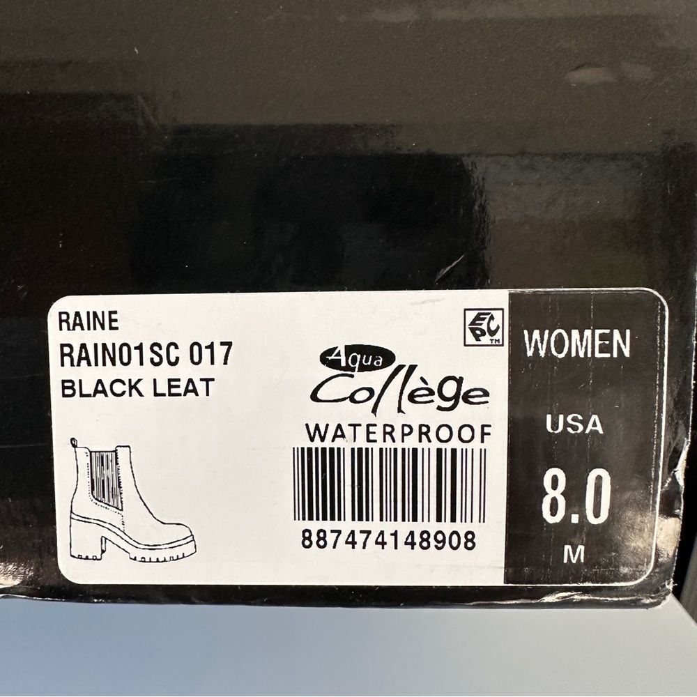 NIB Aqua College Raine Waterproof Black Suede Chelsea Boots Square Toe Women's 8 - Picture 4 of 15